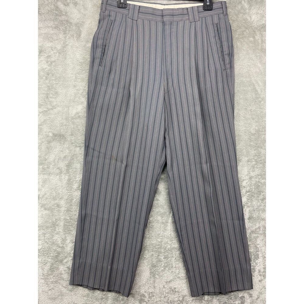 Mr. Junko Men's Slacks‎ Long Pants 82 US 32 Gray Striped Polyester Blend